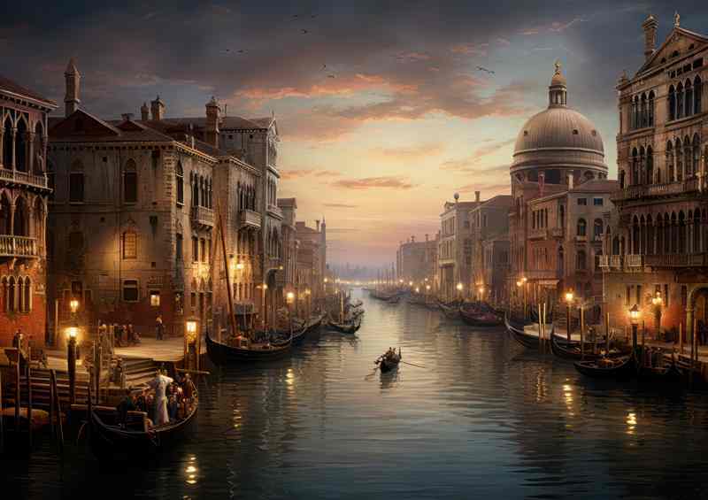 Evening Glow Grand Canals Sunset Serenade | Metal Poster