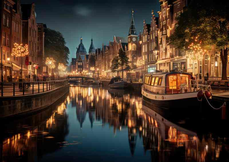 Glistening Canals Citys Night Lights Serenade | Canvas