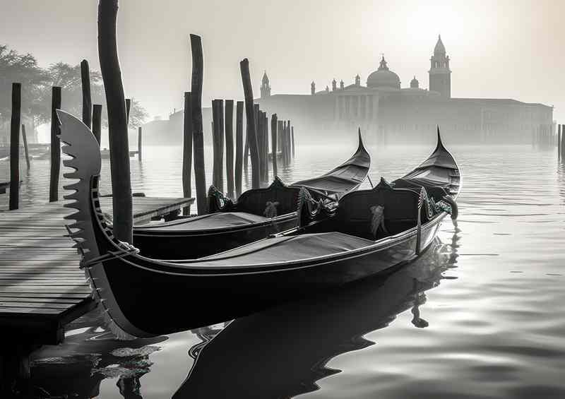 Gondola Moments Venice In Black White | Di-Bond