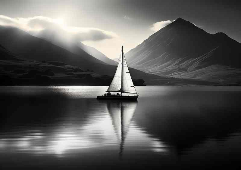 Majestic Yacht Silhouette At Twilights Glow | Di-Bond