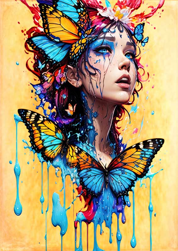 Psychedelic Whirlwind splash and butterflies | Canvas
