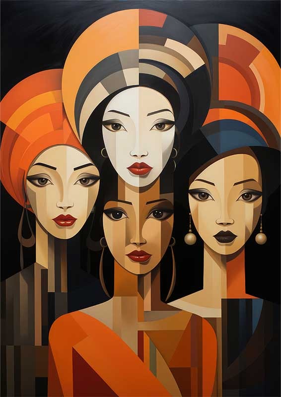 Quirky Color Collage women with different faces | Canvas