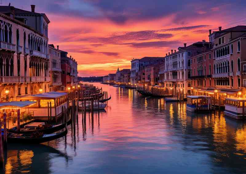 Sunset Serenity Grand Canals Evening Bliss | Metal Poster