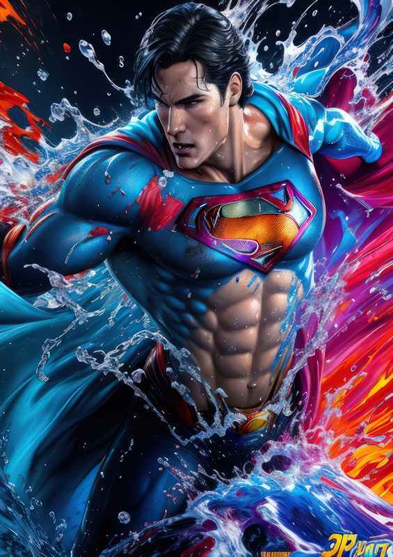 Superman water and splash of colours | Poster