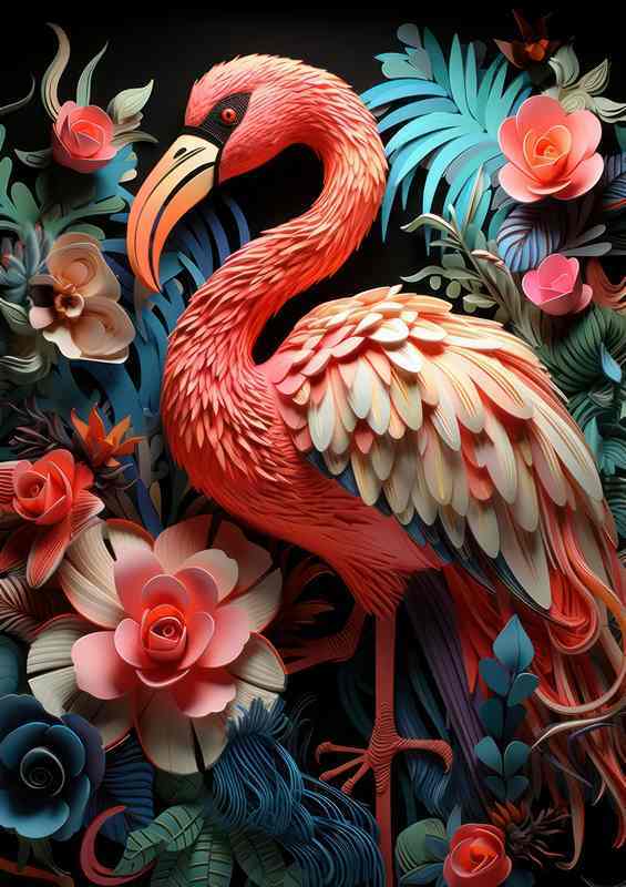 Botanical and Zoological Symphony Flamingo | Canvas