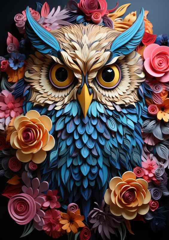 In the Wild Stunning Ollie The Owl Surrounded By Flowers | Canvas