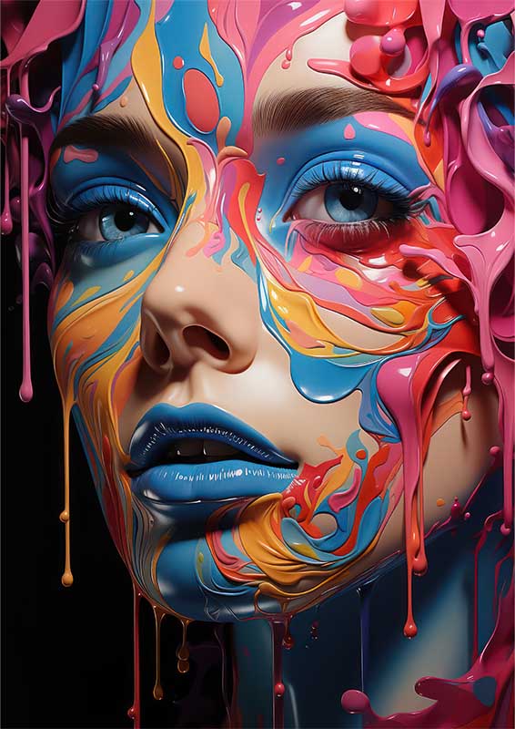 Rainbow Rhapsody Emotional painted face | Canvas