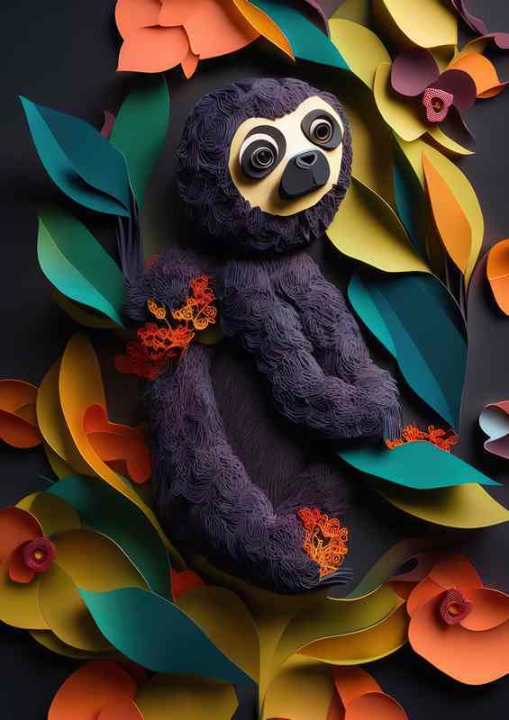 The Artistic Journey of A Sloth and Flowers | Di-Bond
