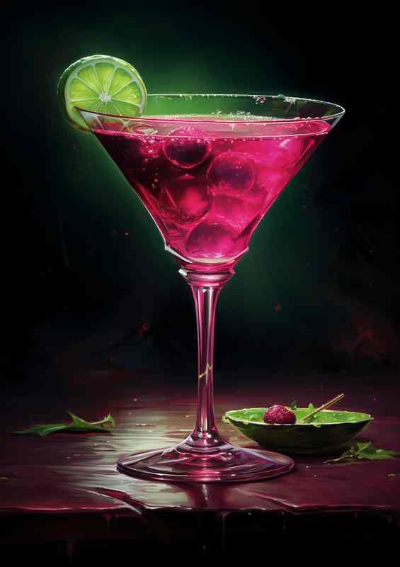 Martini Masterpieces in Magenta and Emerald | Poster
