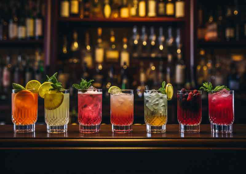 Barroom Shadows Liquor Lineups and Dark Cocktail Illustration | Canvas