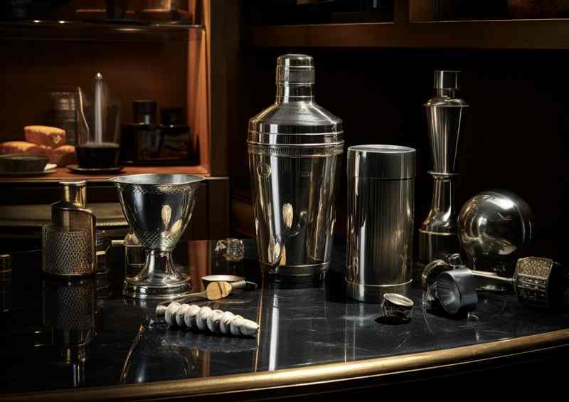 Elegant Mixology Scotch Shaker in Stark Contrast | Poster