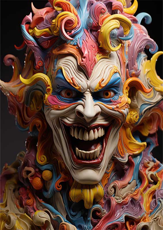 Technicolorscary Hyper Neo Clown Abstract Faces Palette on Canvas