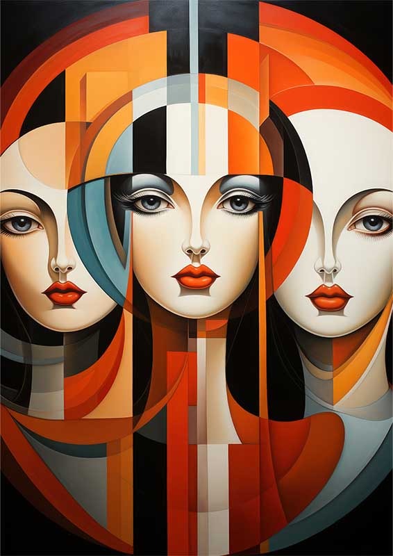 Vibrant Visions Abstract Faces as a Visual Symphony | Metal Poster