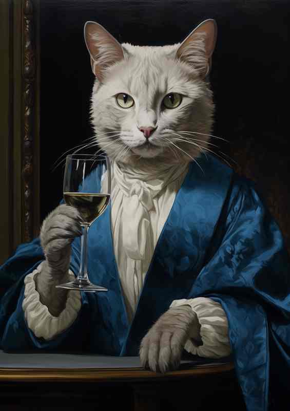 Elegant Felines Cats Sipping Wine | Canvas