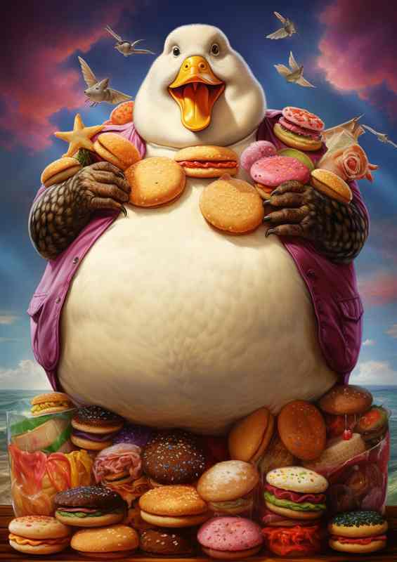 Full Feathered Humor Judgmental Fat Duck in Vivid Color | Poster
