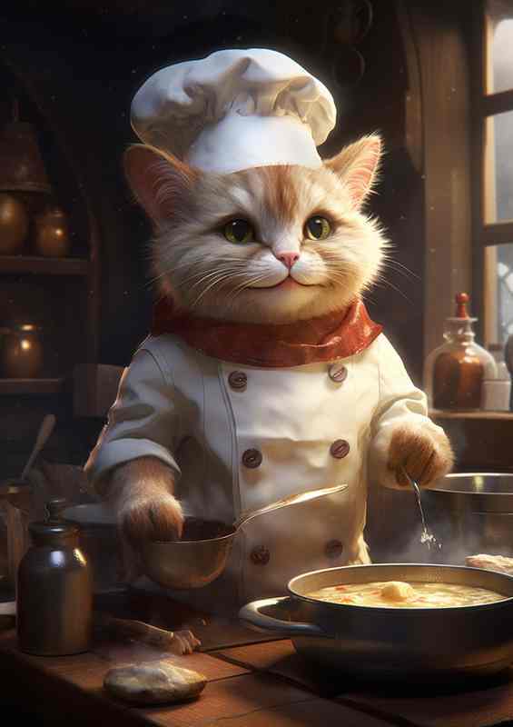 Furry Foodies Cartoon Cats Whipping Up Delights | Di-Bond