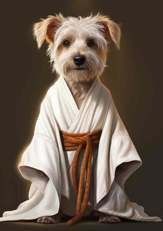 Kimono Canines Dogs in White Robes and Traditional Attire | Di-Bond