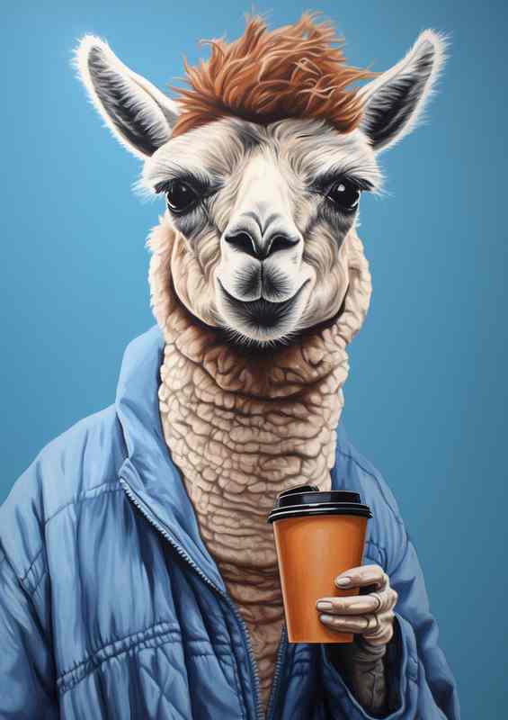 Llama Taking a Moment with a Mug | Canvas