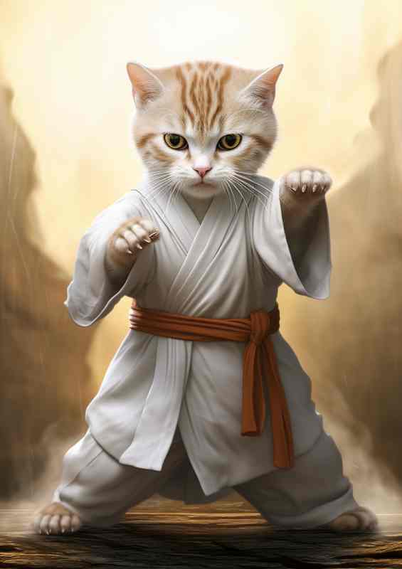 Martial Mews Cats in Karate Attire Ready for Action | Canvas