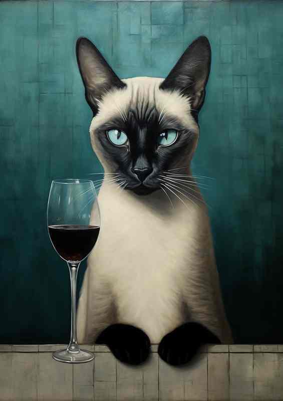 Vino And Velvet Paws Cats Enjoying Fine Wine | Di-Bond