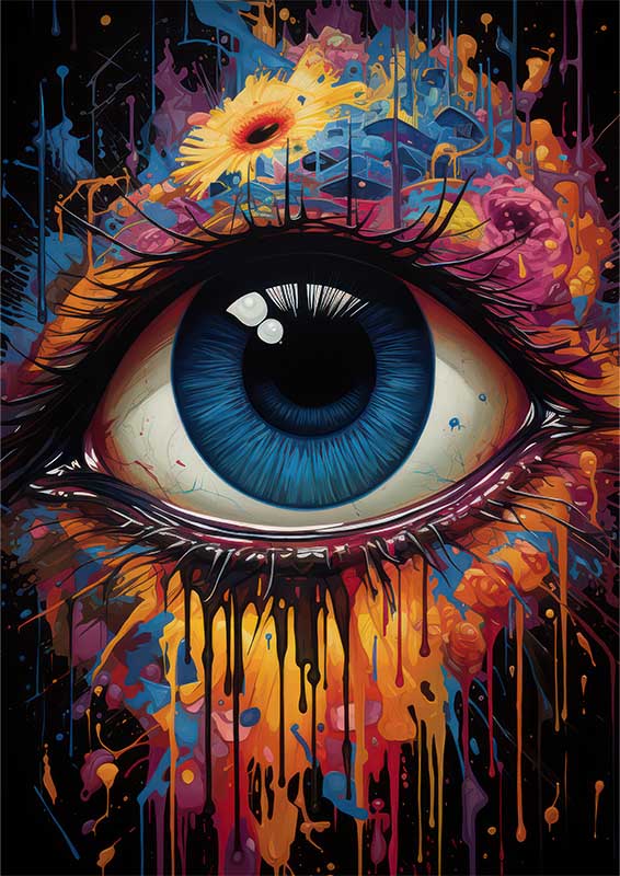 Whimsical Color Explosion the eye of the face on the | Di-Bond