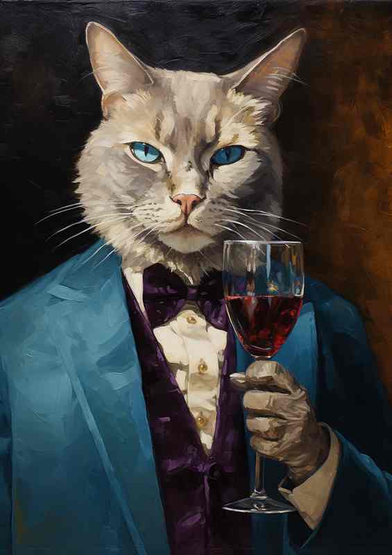 Wine And Whiskers Cat Art Classy Touch | Canvas