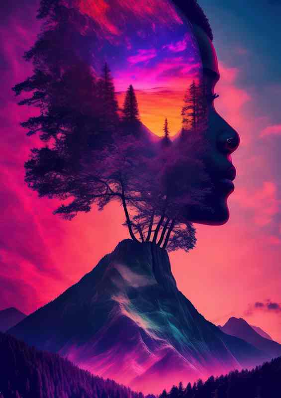 Creative trees and mountains exposure in the background | Canvas