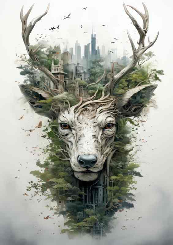 Dreamlike Duality A Stags Head | Metal Poster