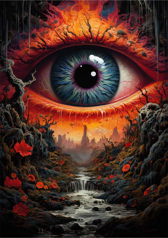 Whimsical Color Explosion the eye of the face on the earth | Poster