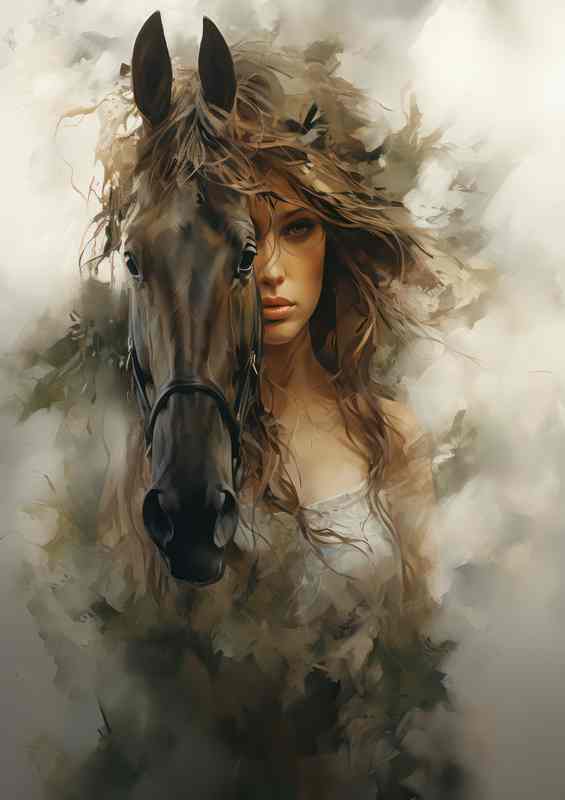 Dynamic Wilderness of a lady and a horse | Canvas