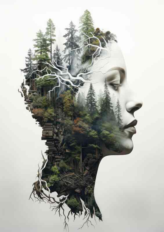 Elegant Double Exposure Forest Imagery and a womans head | Canvas