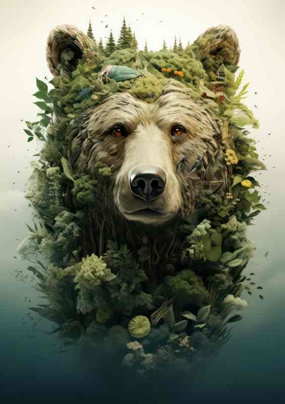 Elegant Wilderness Beautiful Forest Double Exposure of a bear | Canvas