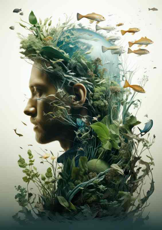 Elegant Wilderness of a mans head anf the forest | Poster