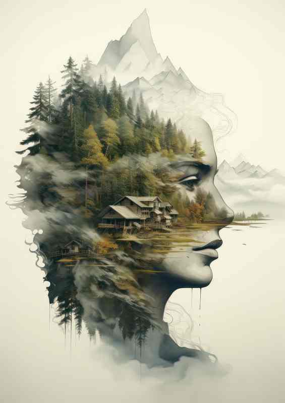 Enigmatic Elegance Double Exposure Forest Beauty | Canvas