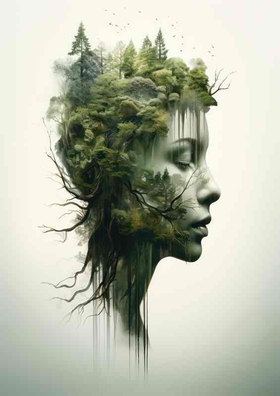 Ethereal Beauty Graceful Double Exposure Forest | Canvas