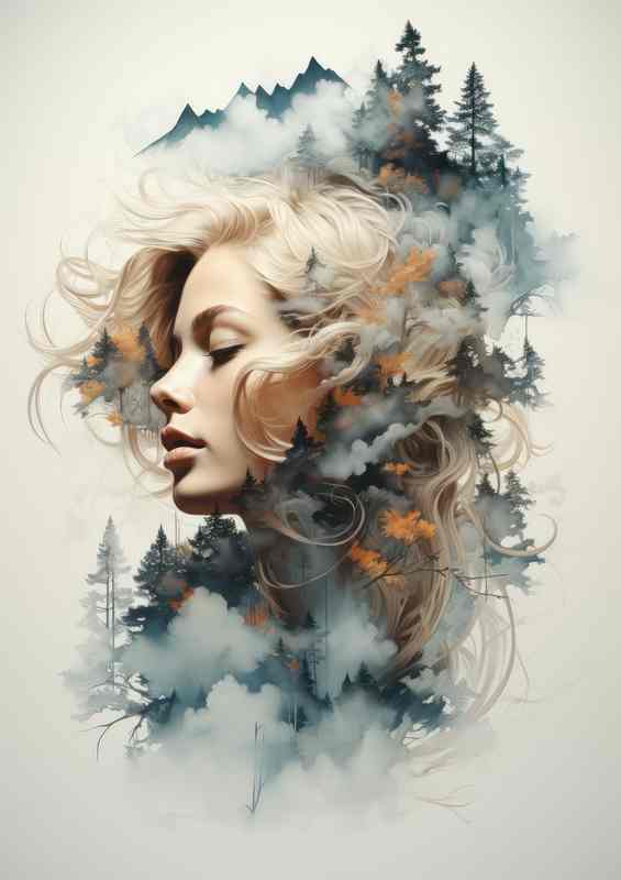 Gorgeous Double Exposure Wilderness Scene | Poster