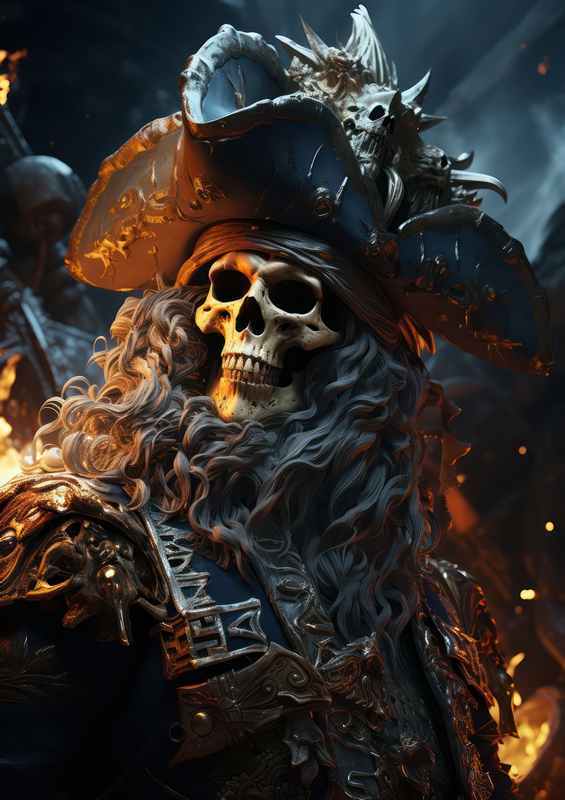 The old pirate skull sails down the ocean | Di-Bond
