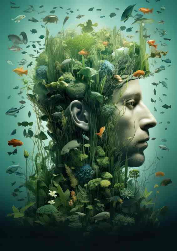 Natures Duality of a man and the fish | Poster