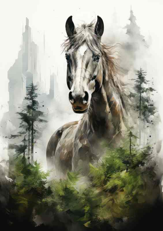 Natures Musings Reflective Horse Exposure Wilderness | Poster