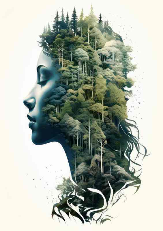 Stunning Forest Double Vision and a ladys head | Canvas