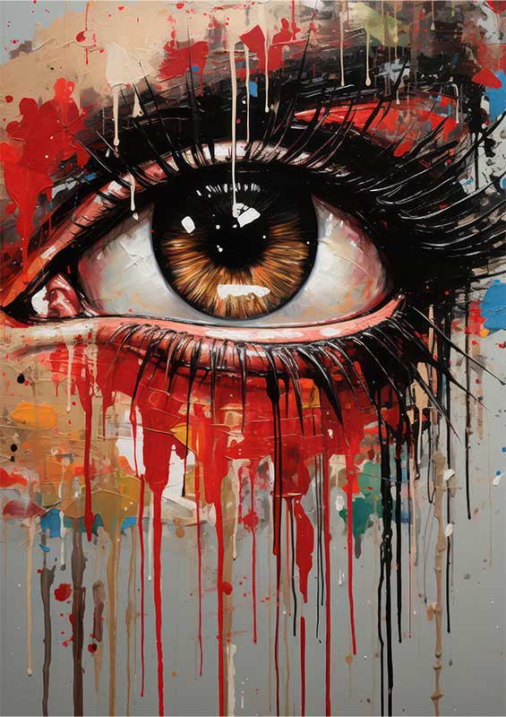 Whimsical Emotion Parade womans eye with dripping | Poster