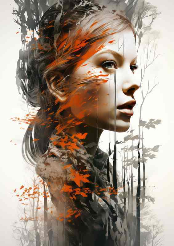 Synergy Double Exposure Forest Dreams girl in the woods | Di-Bond