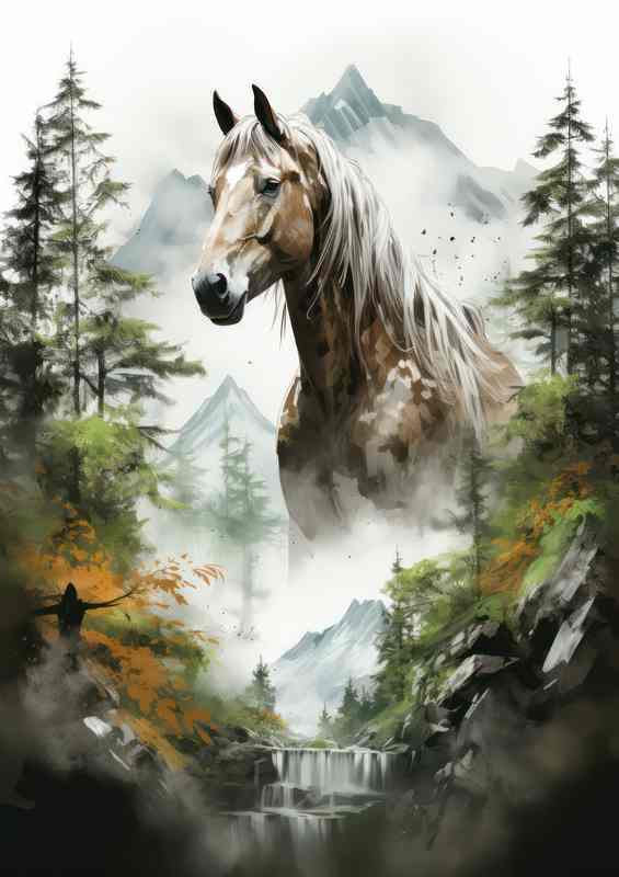 The Thoughtful Art of A Hores In Double Exposure | Poster