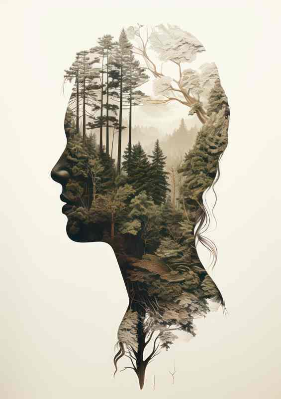 Twin Visions Ethereal Forest A womans Head | Canvas
