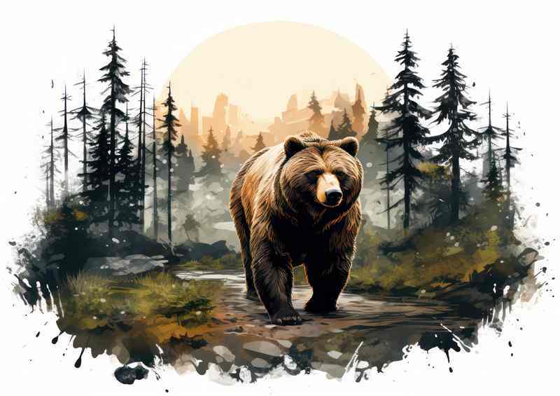 DuoDim Forest Land Fusion Bear Canvas