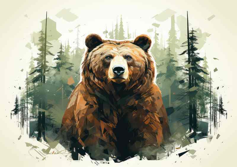 Ethereal Bear Silhouette Amidst the Pines | Canvas