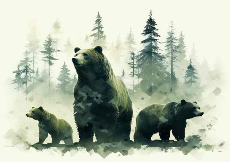 Silhouette of Solitude Bear in the Wild | Canvas