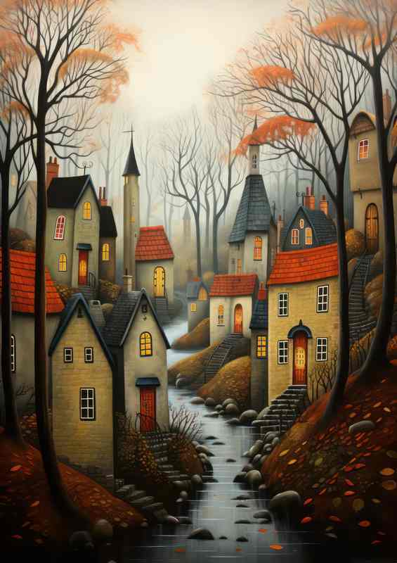 Joyful Village Life Pastel Tones Everywhere | Poster