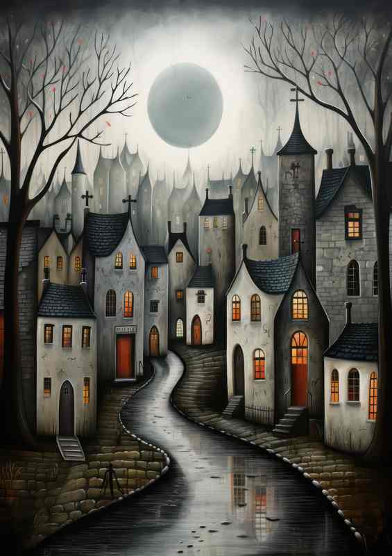 Marketplace Magic Soft Village Charm | Metal Poster