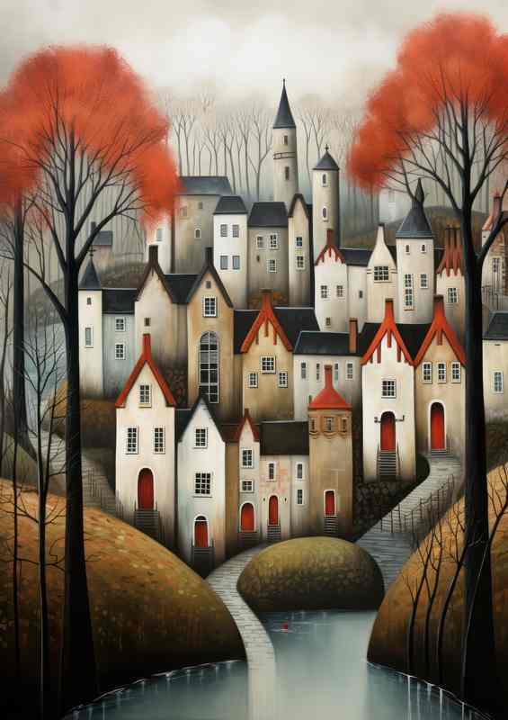 Soft Village Streets Artful Whimsy | Di-Bond